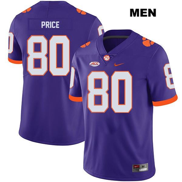 Men's Clemson Tigers #80 Luke Price Stitched Purple Legend Authentic Nike NCAA College Football Jersey DHH2546LZ